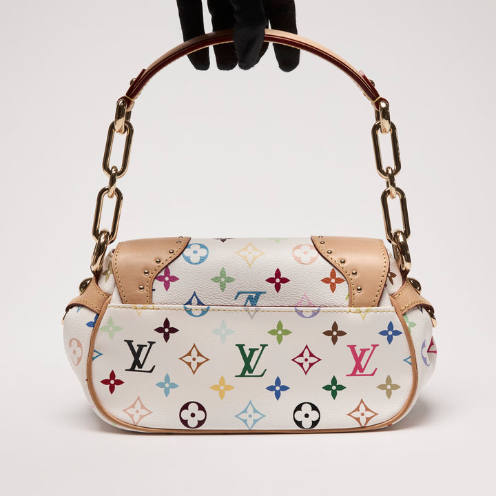 Louis Vuitton x Takashi Murakami Vintage White Multicolour Monogram Canvas Marilyn Shoulder Bag