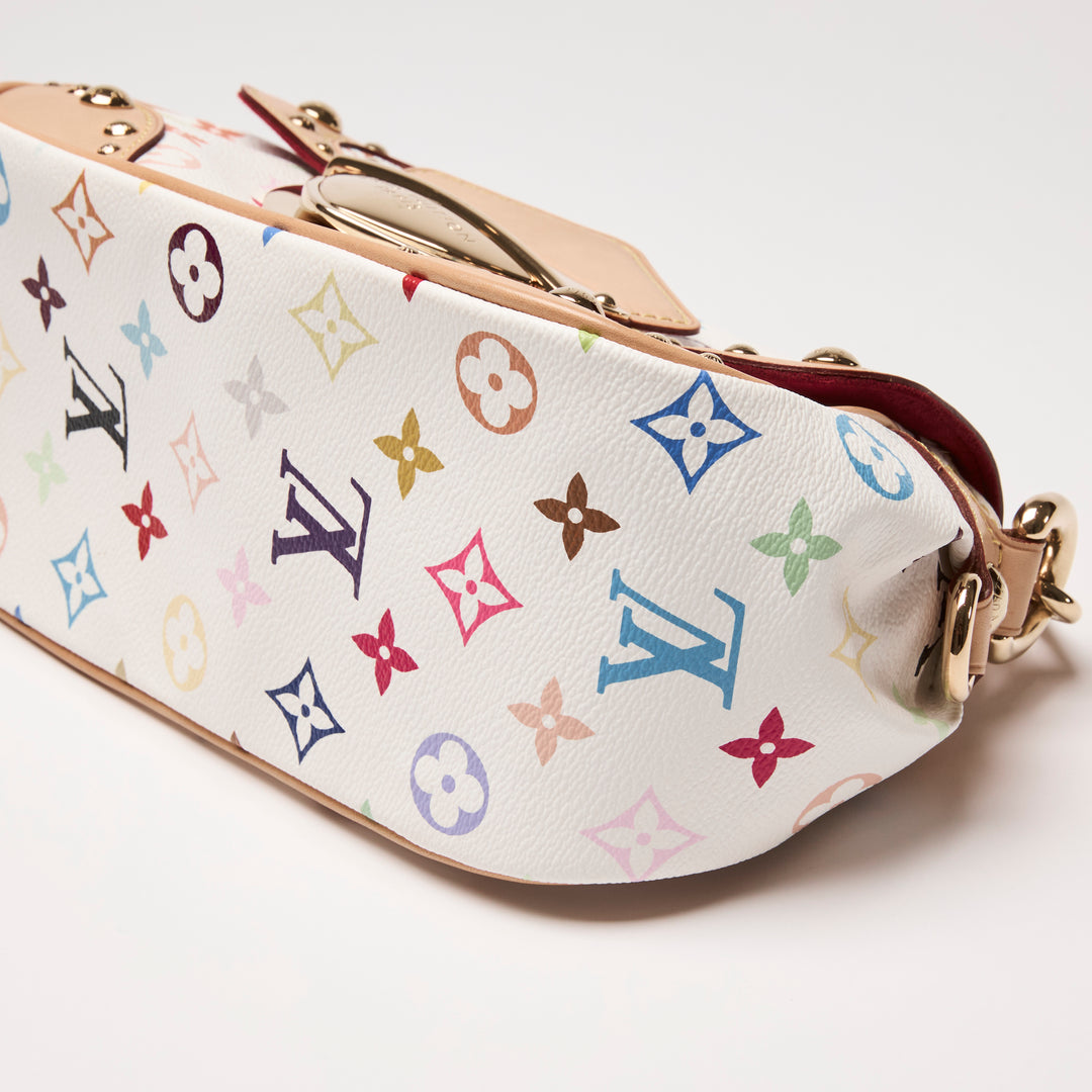 Louis Vuitton x Takashi Murakami Vintage White Multicolour Monogram Canvas Marilyn Shoulder Bag