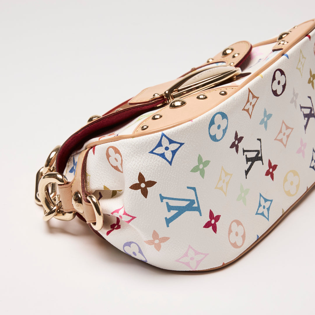 Louis Vuitton x Takashi Murakami Vintage White Multicolour Monogram Canvas Marilyn Shoulder Bag