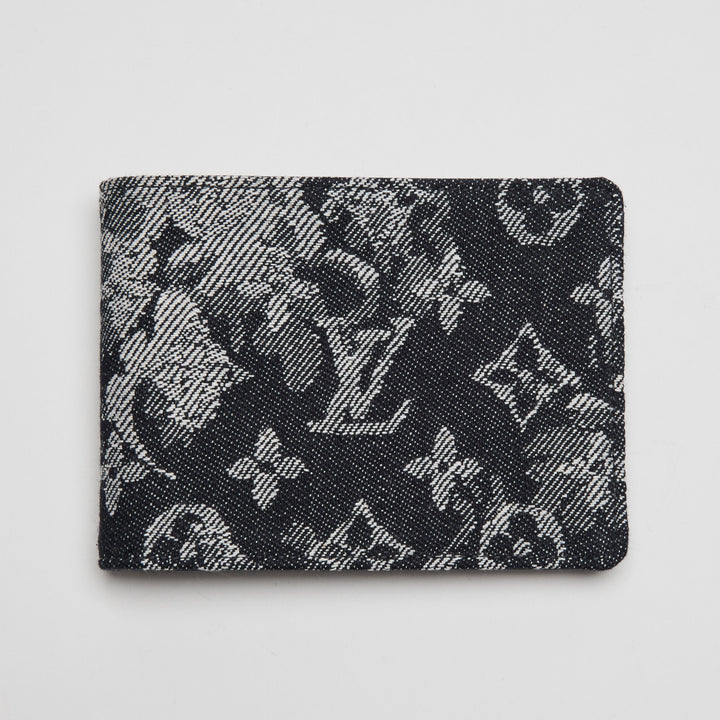 Louis Vuitton Navy Blue Monogram Tapestry Multiple Bifold Wallet