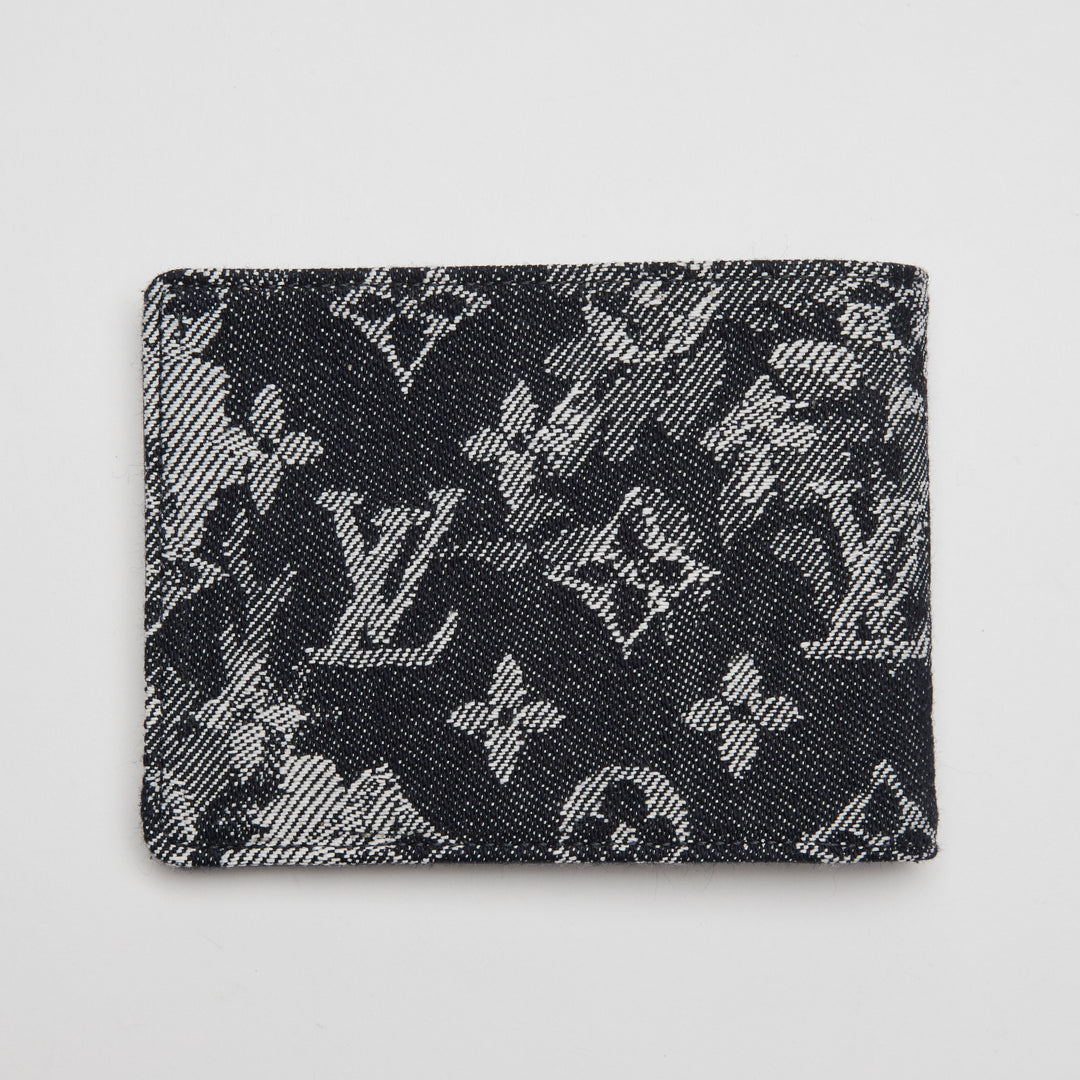Louis Vuitton Navy Blue Monogram Tapestry Multiple Bifold Wallet