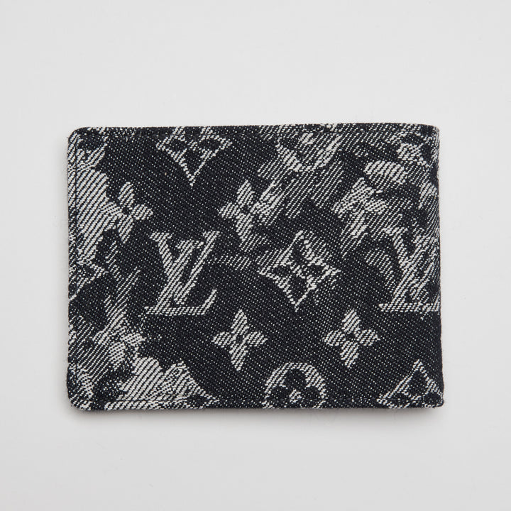 Louis Vuitton Navy Blue Monogram Tapestry Multiple Bifold Wallet