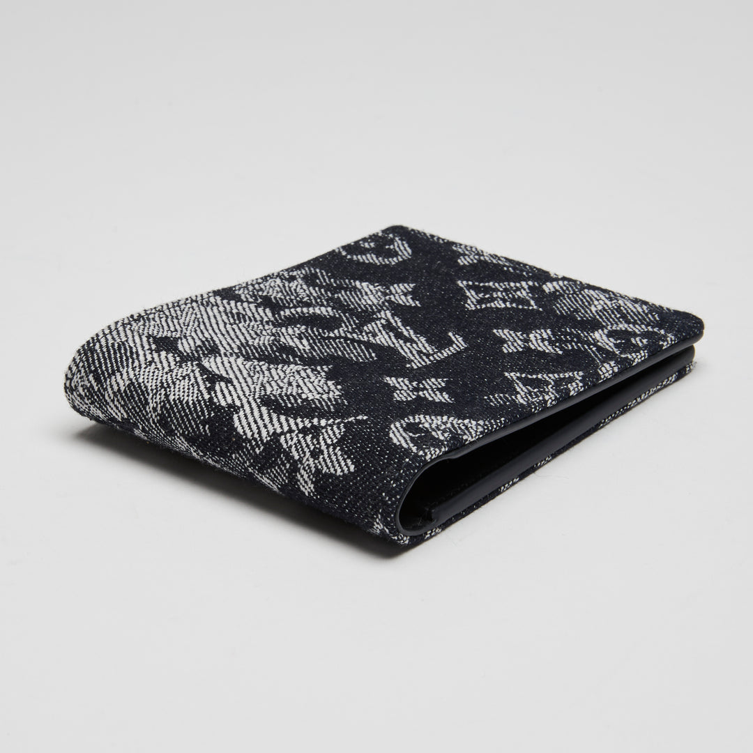 Louis Vuitton Navy Blue Monogram Tapestry Multiple Bifold Wallet