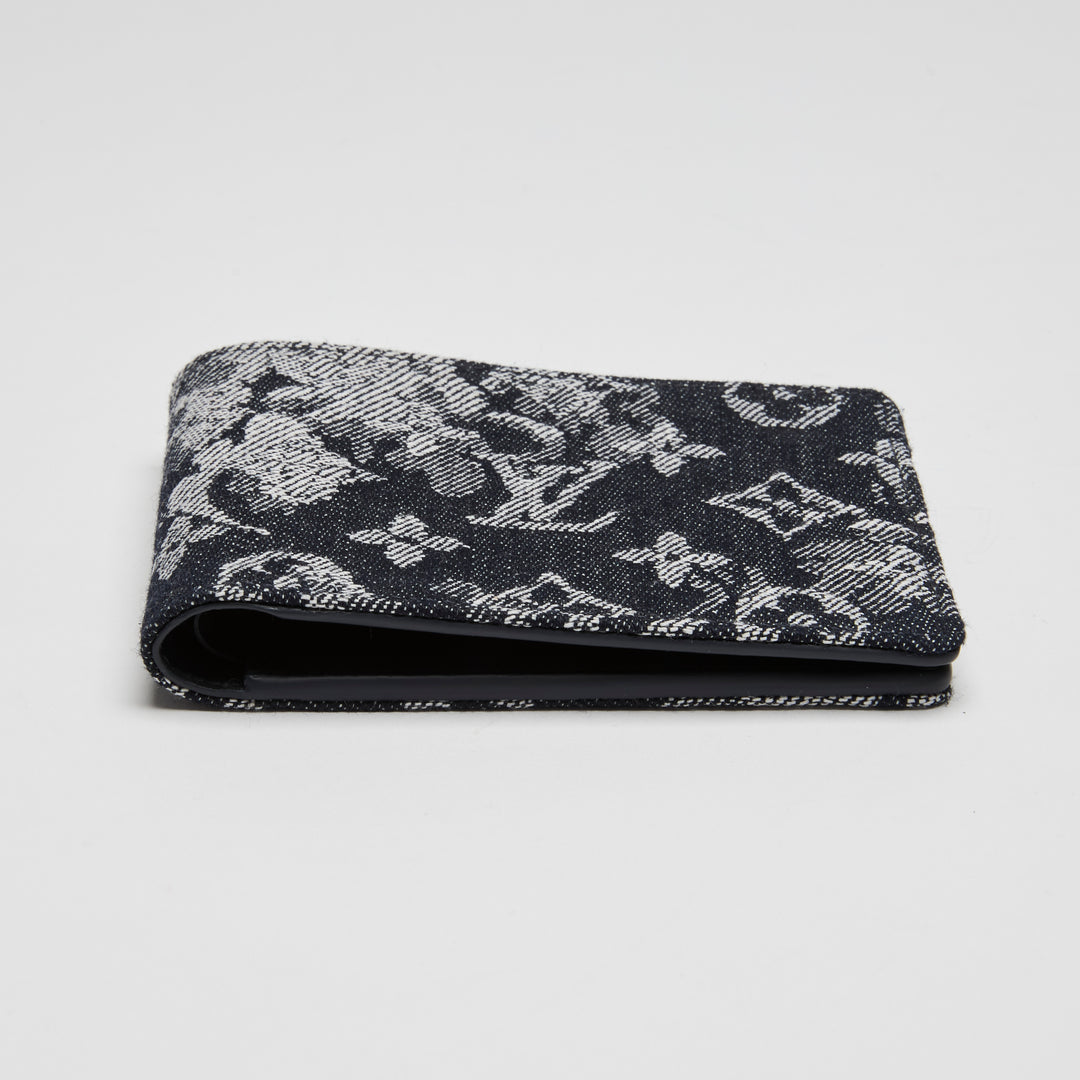 Louis Vuitton Navy Blue Monogram Tapestry Multiple Bifold Wallet