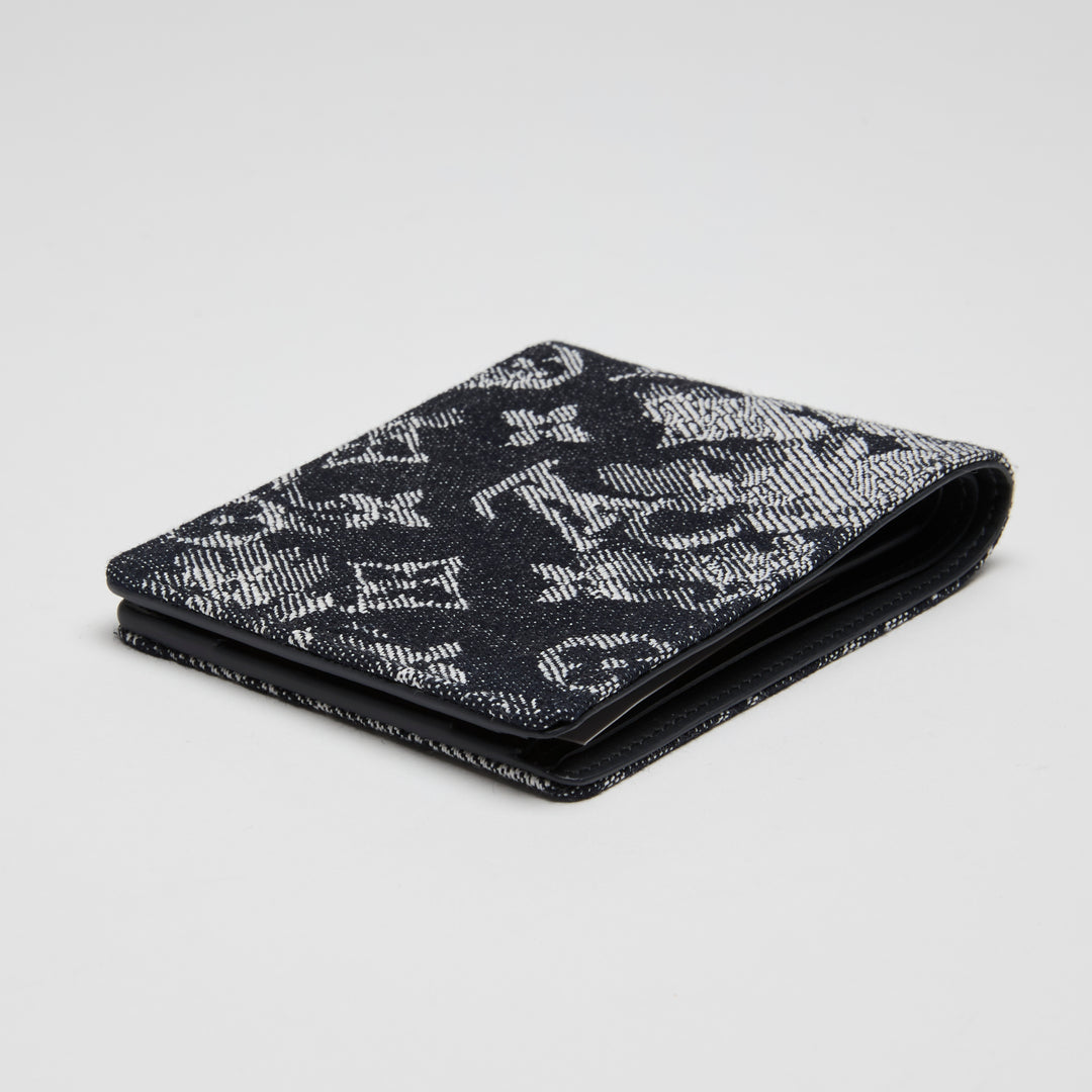 Louis Vuitton Navy Blue Monogram Tapestry Multiple Bifold Wallet