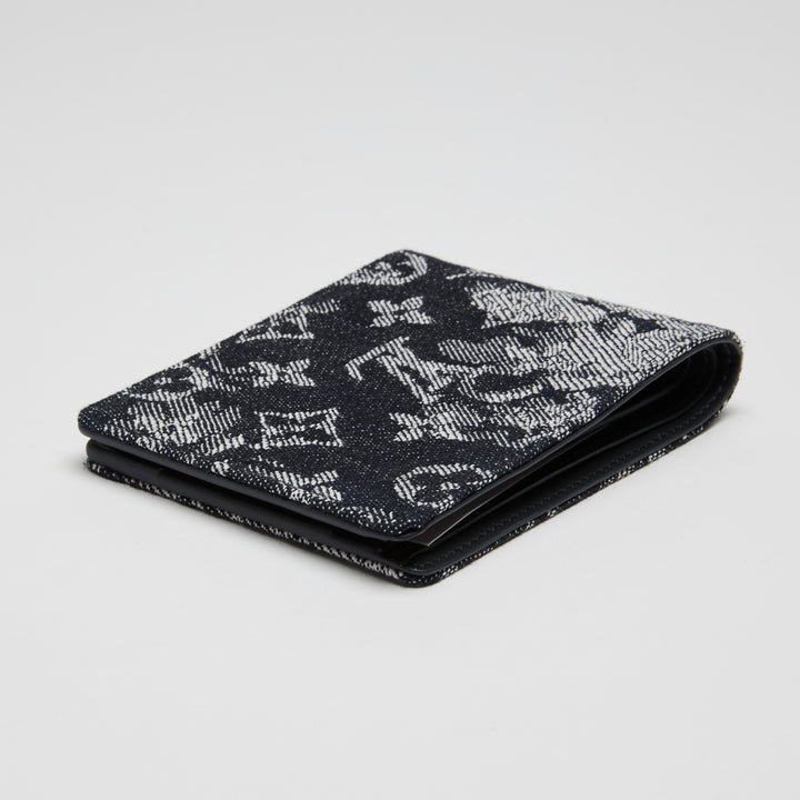 Louis Vuitton Navy Blue Monogram Tapestry Multiple Bifold Wallet