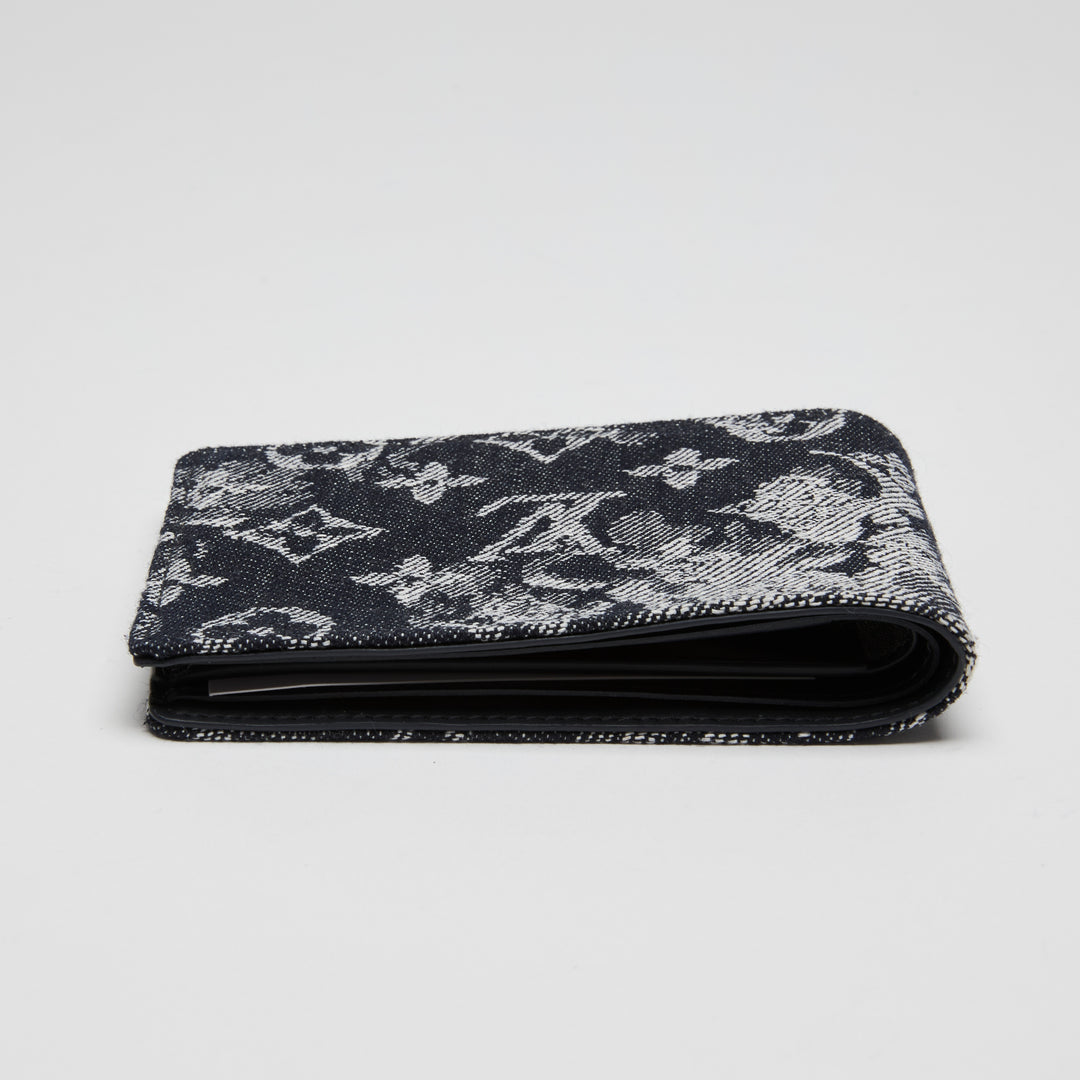 Louis Vuitton Navy Blue Monogram Tapestry Multiple Bifold Wallet