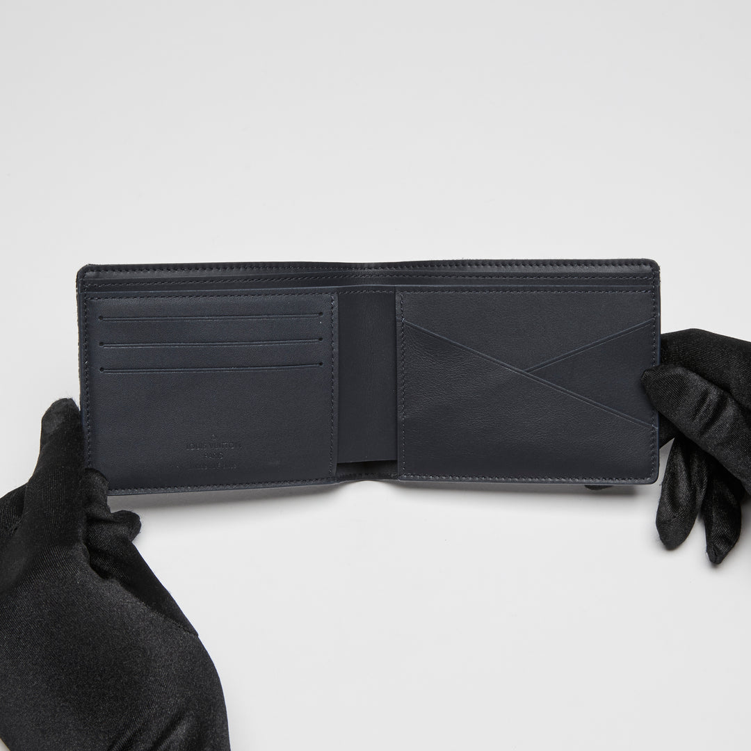 Louis Vuitton Navy Blue Monogram Tapestry Multiple Bifold Wallet