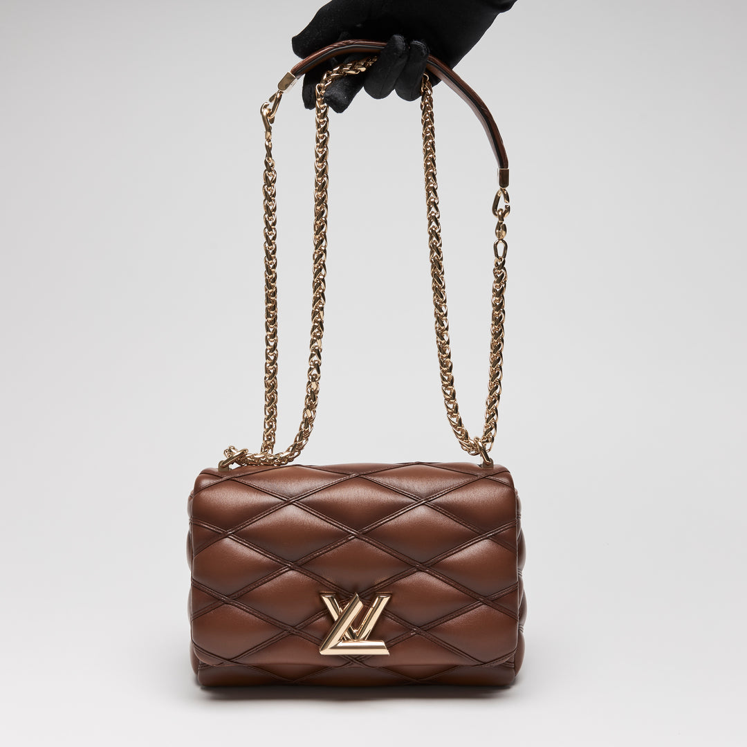 Louis Vuitton Brown Quilted Lambskin Leather Go-14 MM Bag