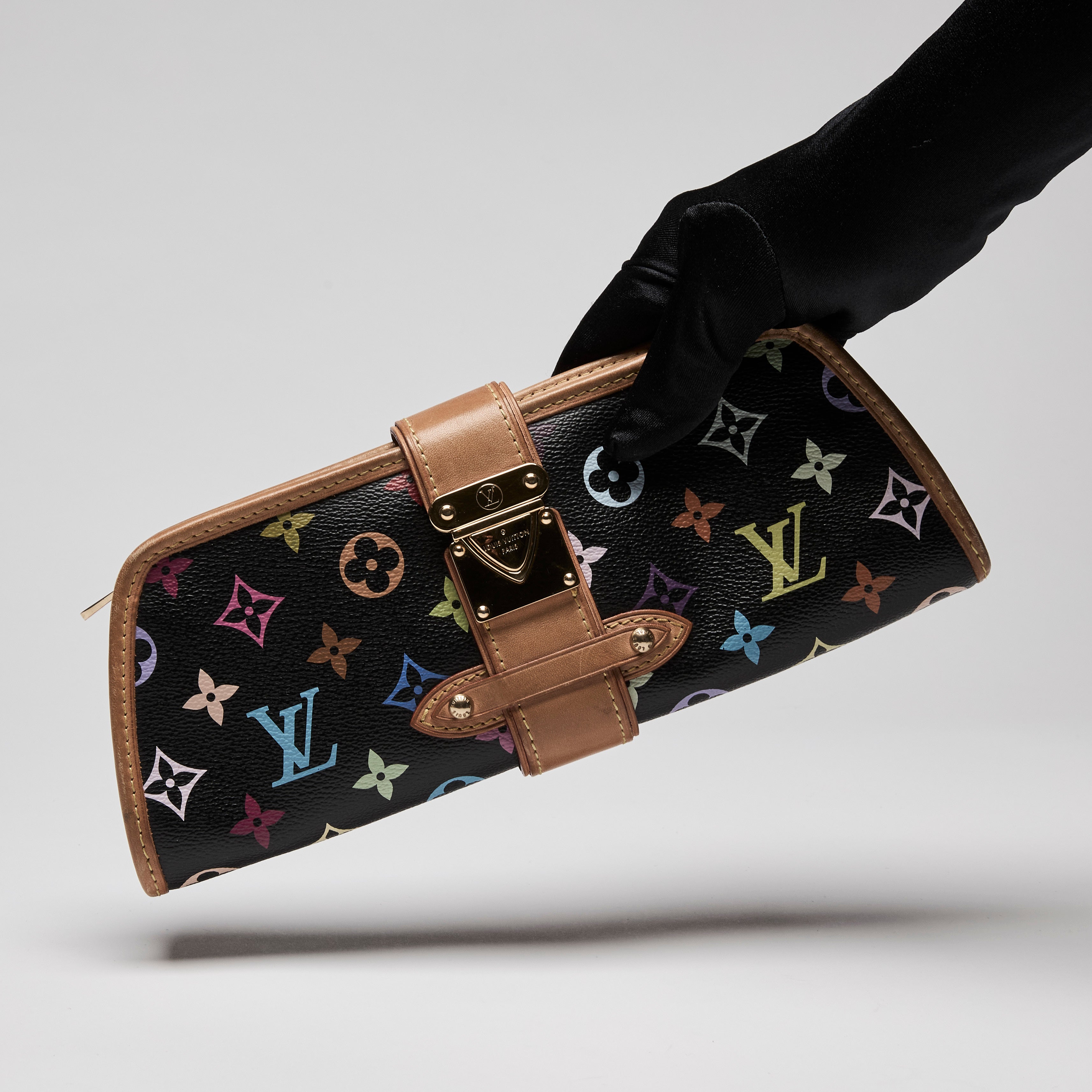 Louis Vuitton Shirley Multi Color Monogram Clutch Black Luxury Finds Consignment