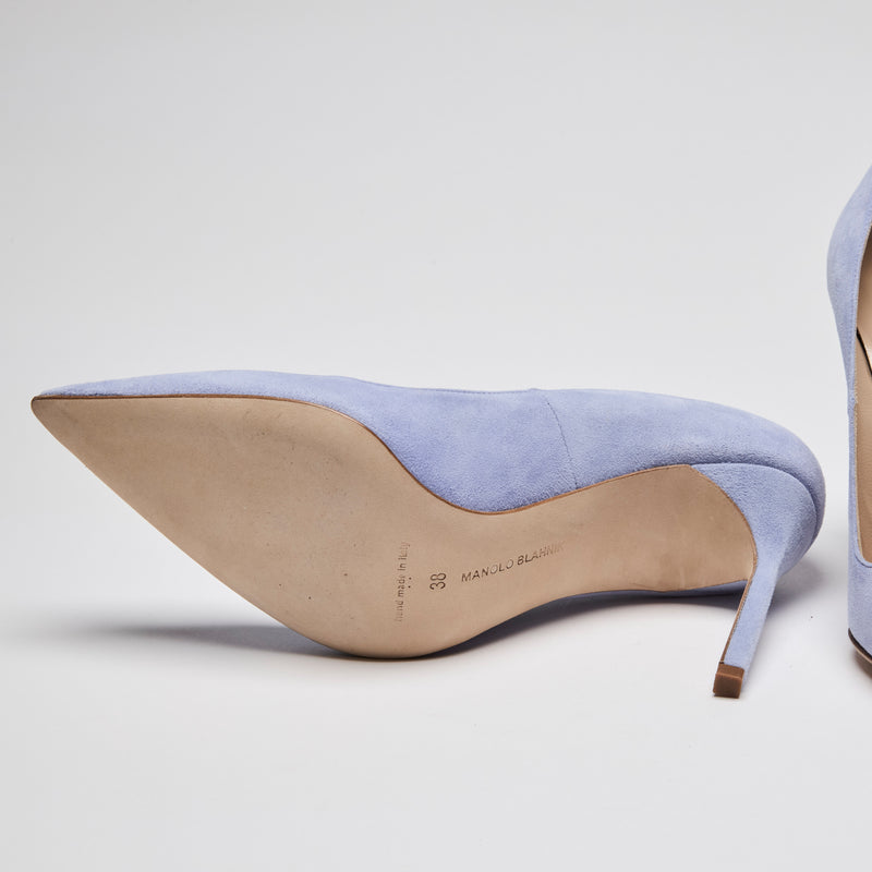 Manolo Blahnik BB Violet Suede Pointed Toe Pumps Size 38