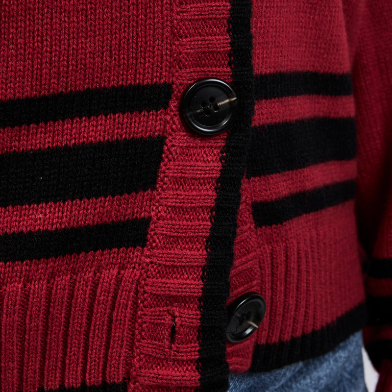 Miu Miu Red Wool Cardigan With Black Details Size S