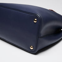 Prada Navy Saffiano Leather Cuir Double Tote