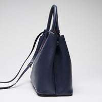 Prada Navy Saffiano Leather Cuir Double Tote