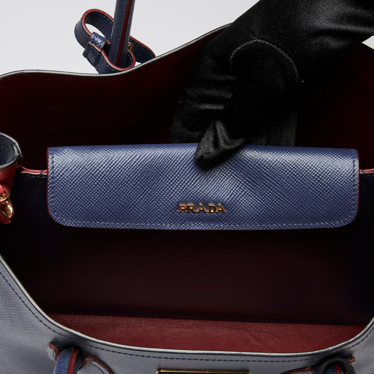Prada Navy Saffiano Leather Cuir Double Tote