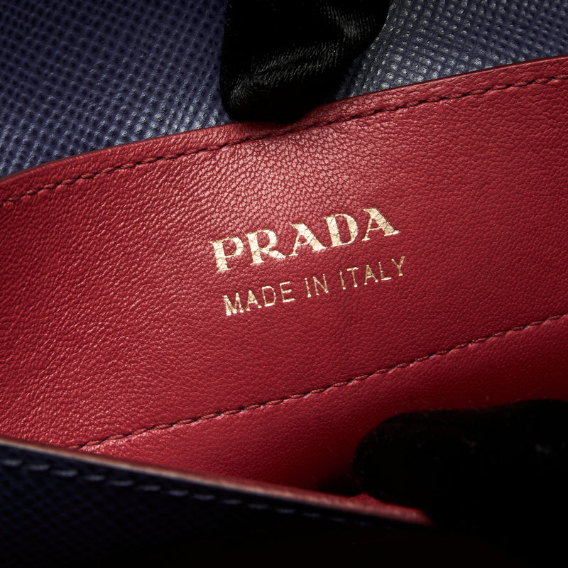Prada Navy Saffiano Leather Cuir Double Tote