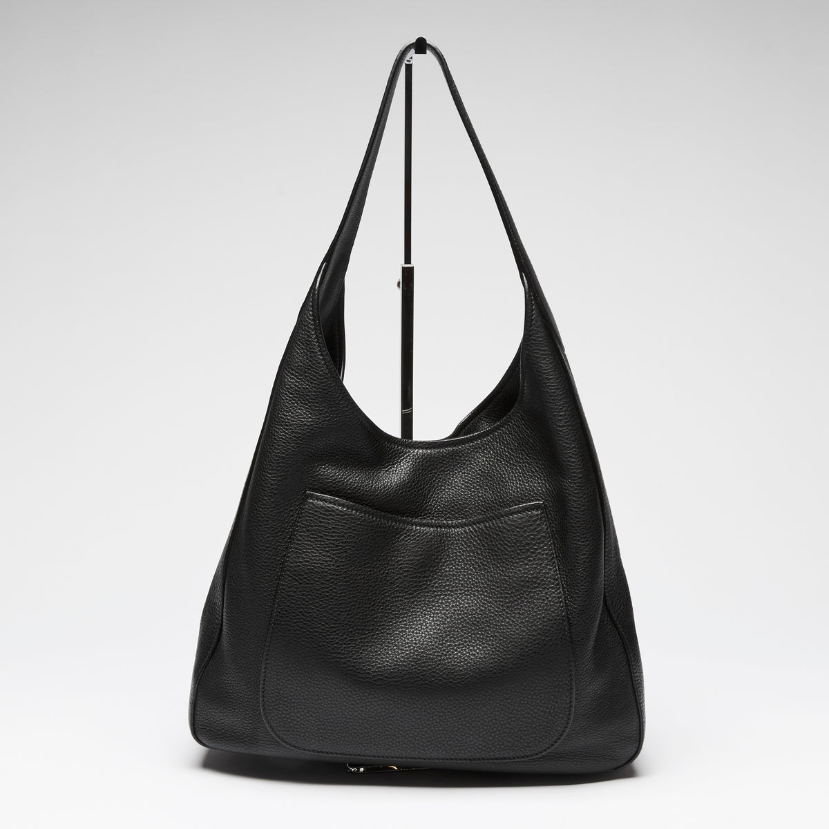 Prada Black Grained Leather Vitello Daino Hobo Bag