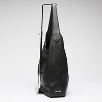 Prada Black Grained Leather Vitello Daino Hobo Bag