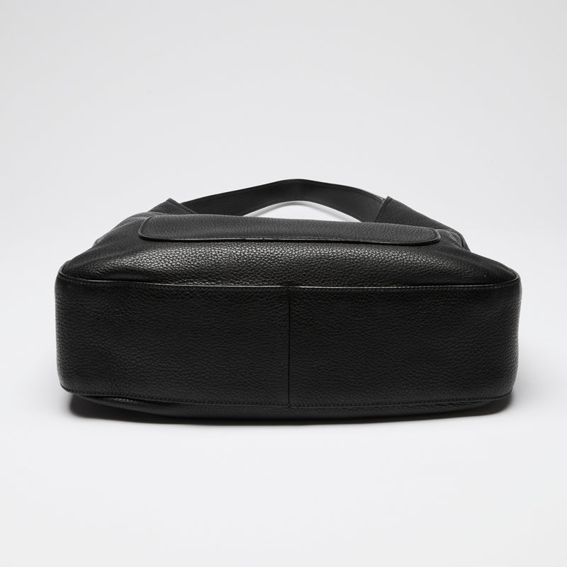 Prada Black Grained Leather Vitello Daino Hobo Bag