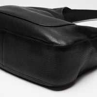 Prada Black Grained Leather Vitello Daino Hobo Bag