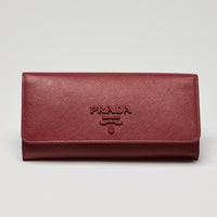 Prada Red Saffiano Leather Full Flap Wallet