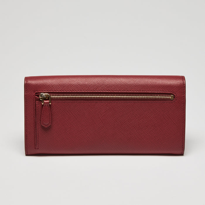 Prada Red Saffiano Leather Full Flap Wallet