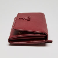 Prada Red Saffiano Leather Full Flap Wallet