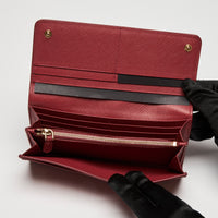 Prada Red Saffiano Leather Full Flap Wallet