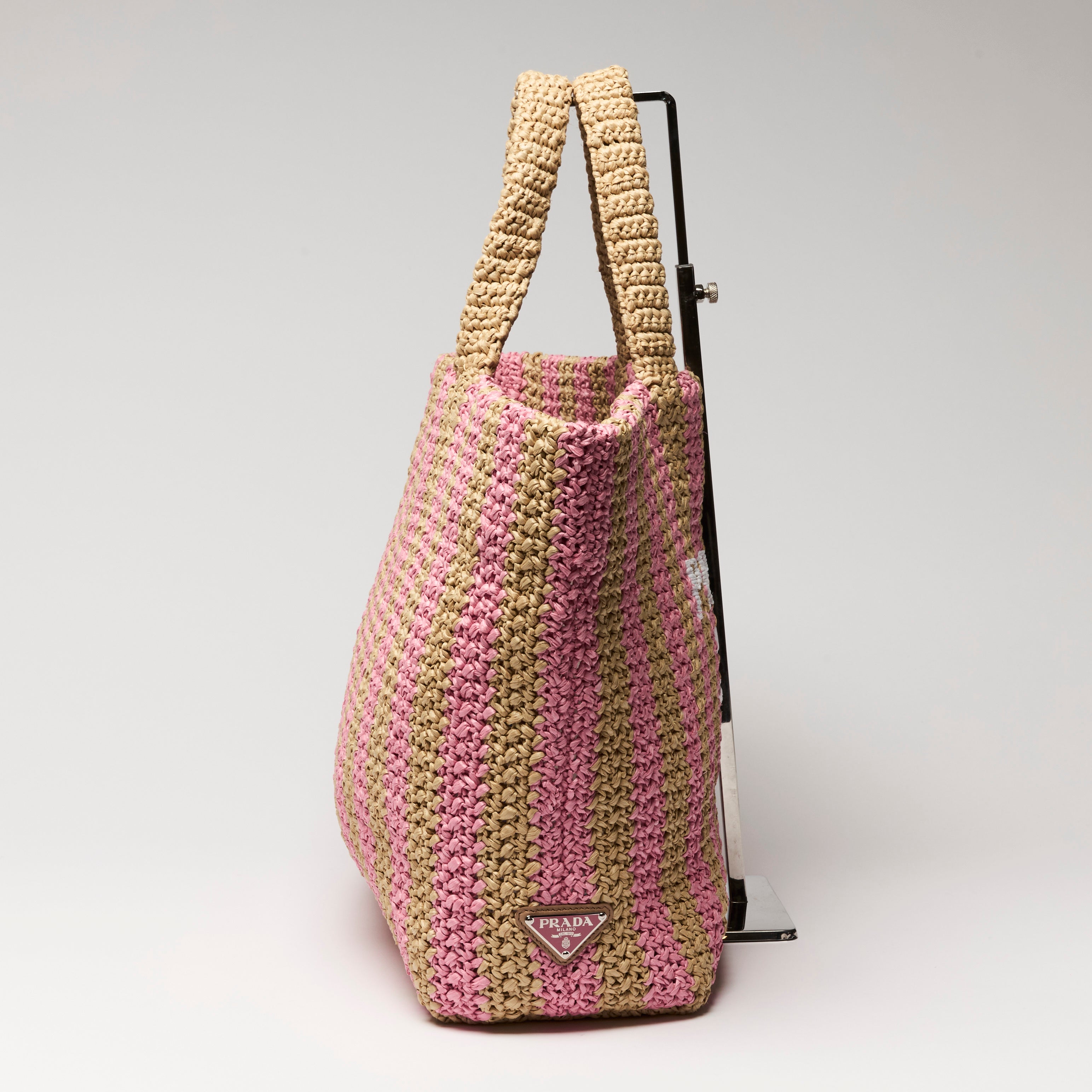 Prada Pink and Beige Raffia Tote – LFC Ltd