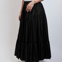 Prada Black Pleated Re-Nylon Piuma Flared Long Skirt Size 42