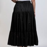 Prada Black Pleated Re-Nylon Piuma Flared Long Skirt Size 42