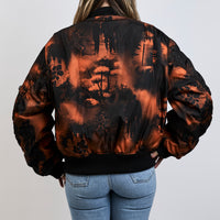 Prada Black and Arancio Re-Nylon Bomber Jacket Size Medium
