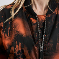 Prada Black and Arancio Re-Nylon Bomber Jacket Size Medium