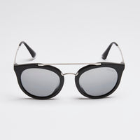 Prada Black and Silver Round Sunglasses