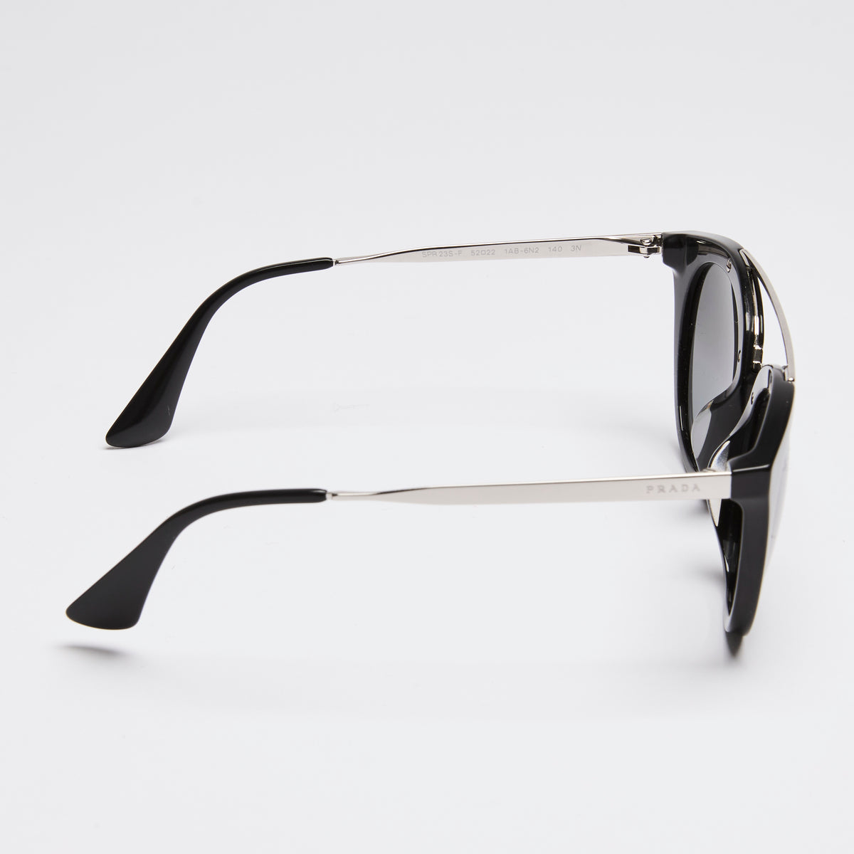 Prada Black and Silver Round Sunglasses