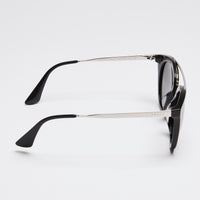 Prada Black and Silver Round Sunglasses
