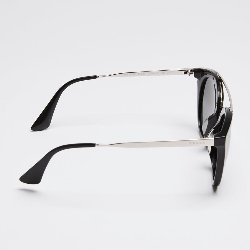 Prada Black and Silver Round Sunglasses