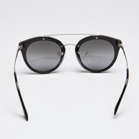 Prada Black and Silver Round Sunglasses
