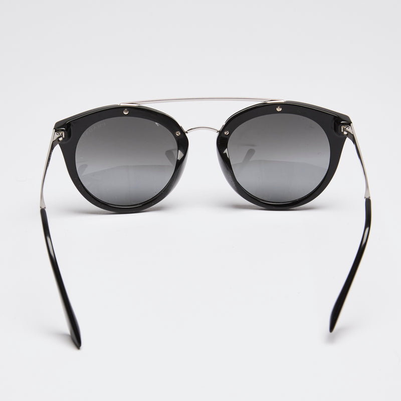 Prada Black and Silver Round Sunglasses