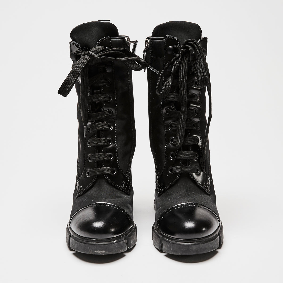 Prada Black Re-Nylon and Leather Booties Size 36.5