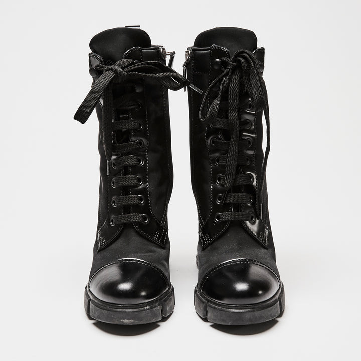 Prada Black Re-Nylon and Leather Booties Size 36.5