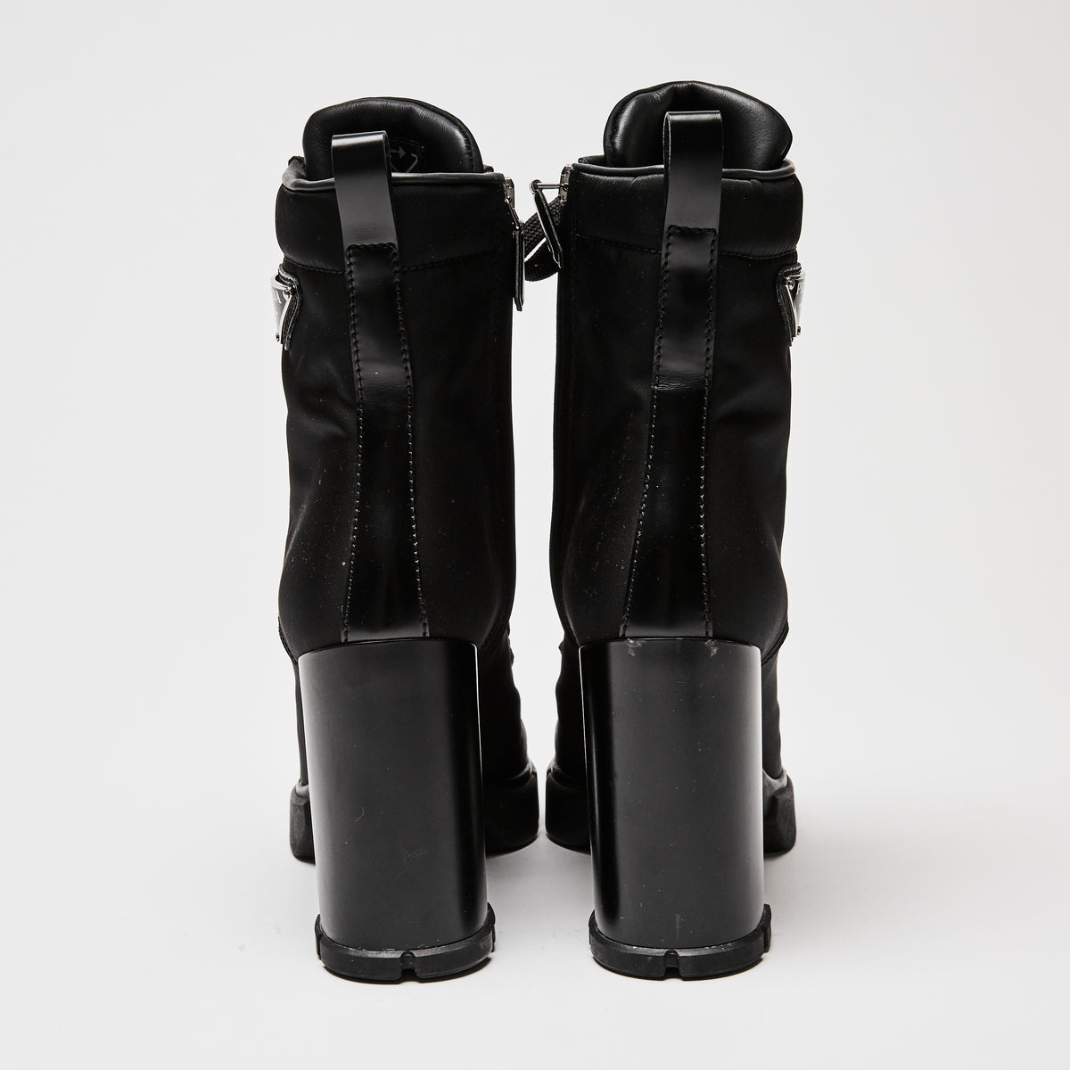 Prada Black Re-Nylon and Leather Booties Size 36.5
