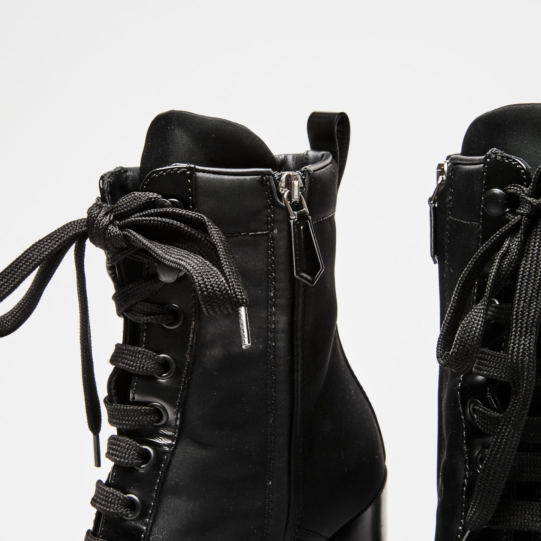 Prada Black Re-Nylon and Leather Booties Size 36.5
