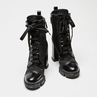 Prada Black Re-Nylon and Leather Booties Size 36.5