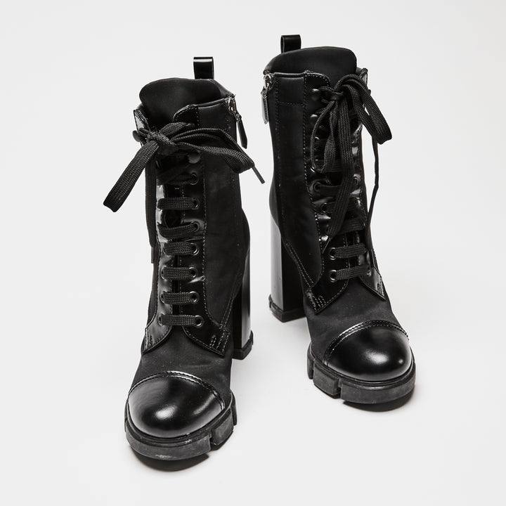 Prada Black Re-Nylon and Leather Booties Size 36.5
