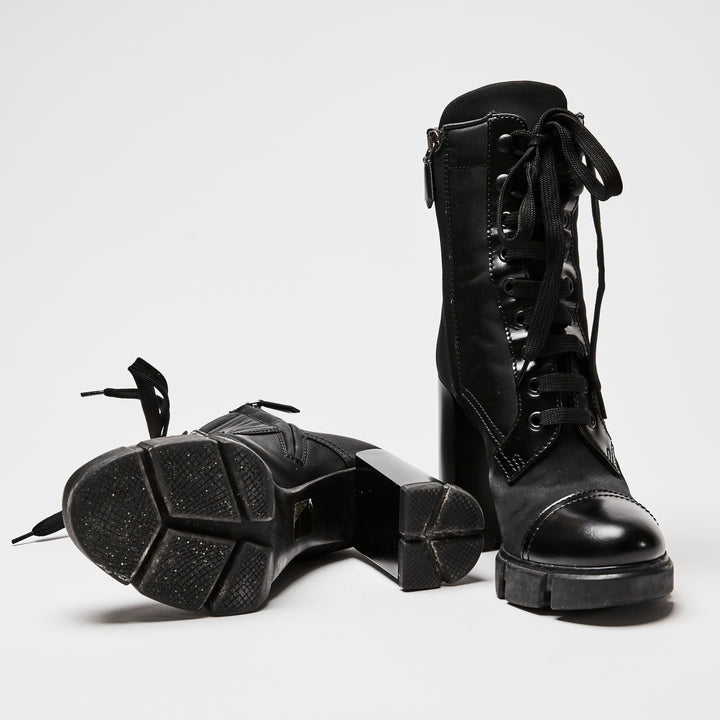 Prada Black Re-Nylon and Leather Booties Size 36.5
