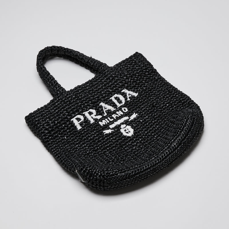 Prada Black Raffia Tote Bag