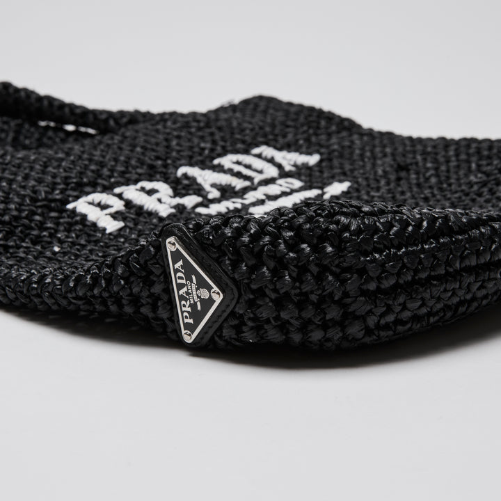 Prada Black Raffia Tote Bag