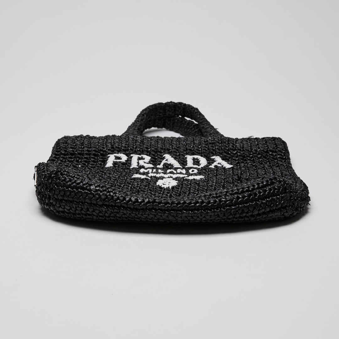 Prada Black Raffia Tote Bag