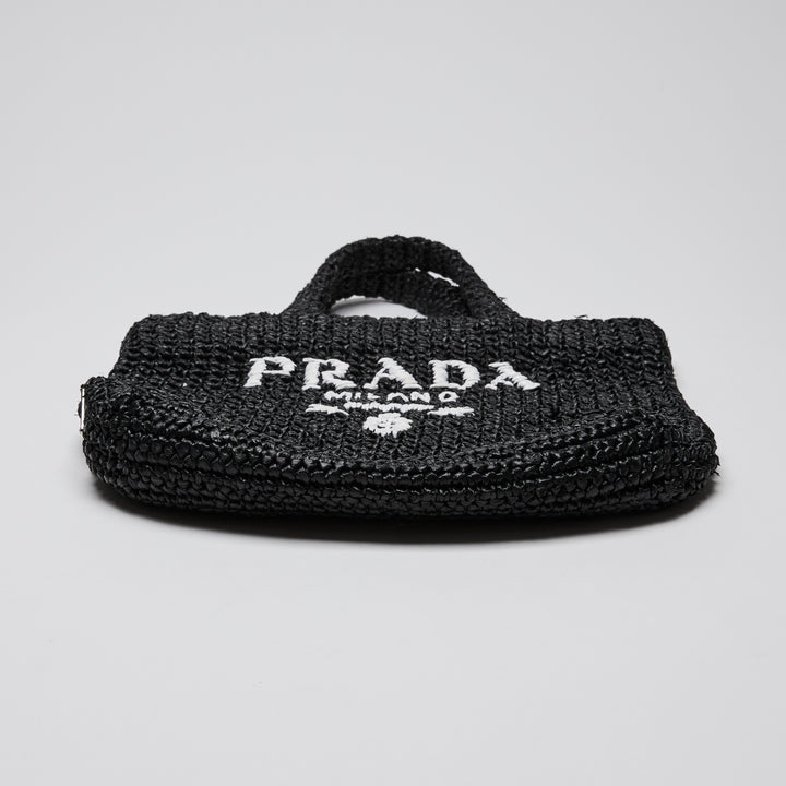 Prada Black Raffia Tote Bag